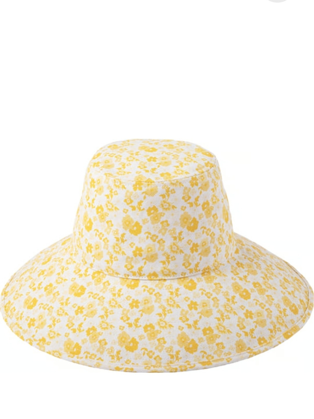 NWT LOC - Cotton BUCKET HAT Yellow Floral Wide Brim Hat